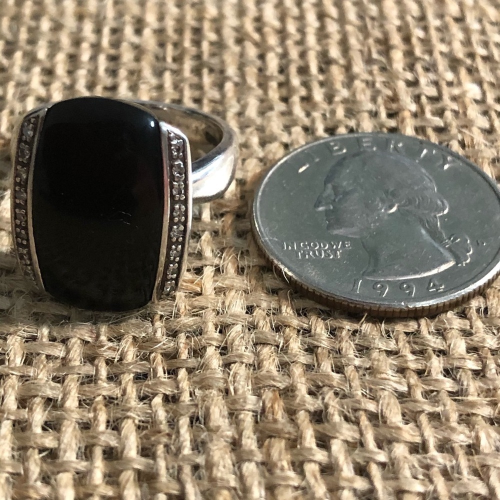 925 Sterling Silver With Rectangular Black Onyx S… - image 7